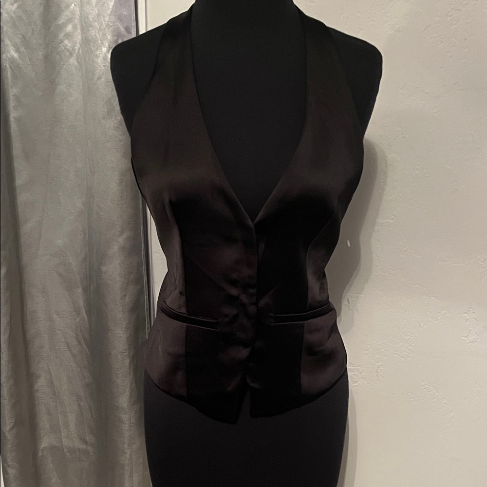 Zara Black Satin Backless Vest